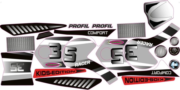 Jamara decoratieve sticker voor kinder elektrische driewieler ride-on e-trike racer - 1 stuk