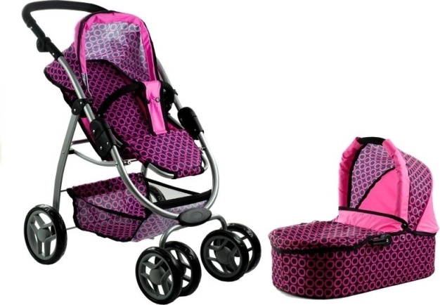 Kinderwagen voor poppen Alice 2-in-1 met wieg en buggyversie
