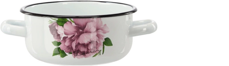 Gemailleerde pan 1,5 l met handgrepen Laura pioenroos, 16 cm