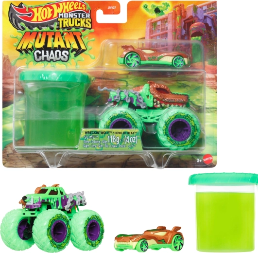 Hot Wheels monstertruck Mutant chaos met 2 voertuigen en slijm - 1 stuk