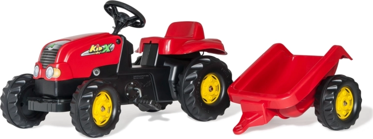 Rolly Toys traptractor Rolly Kid-X met aanhanger rood