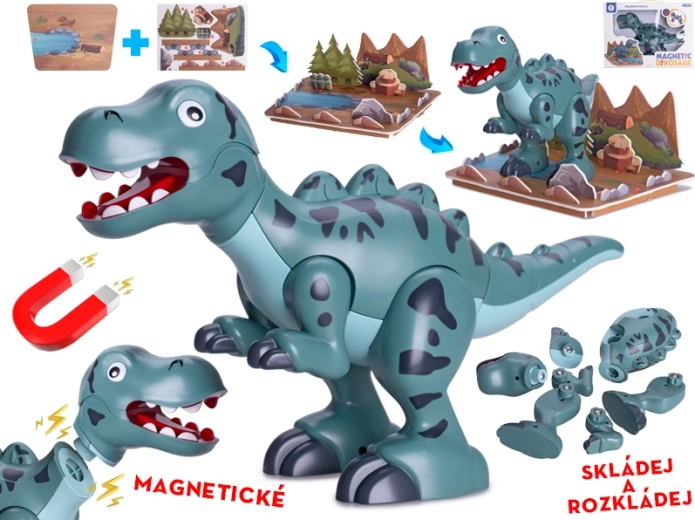 Magnetische dinosaurus T‑Rex 28 cm – interactieve bouwfiguren met accessoires