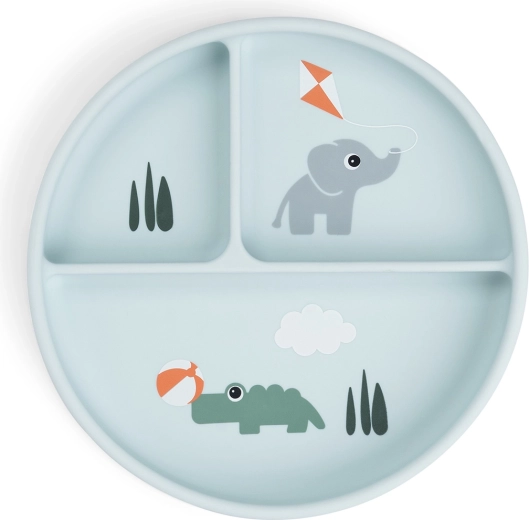 Done by Deer zuignap verdeelde bord Stick&Stay Playground blauw