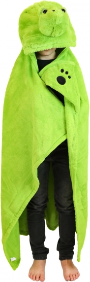 Cozy Noxxiez warme kinderponchodeken met capuchon Schildpad
