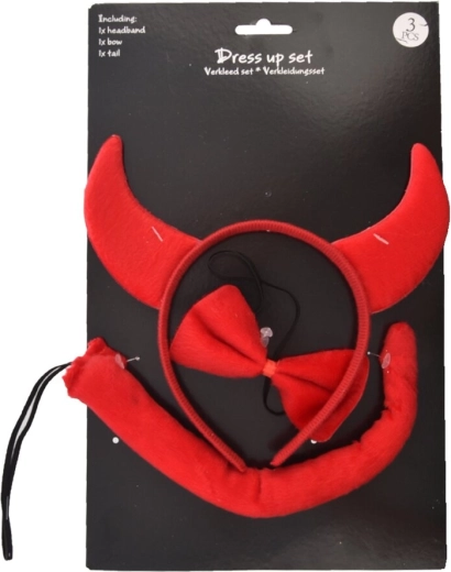 Duivels accessoireset rood – haarband, staart en strik (3 stuks)