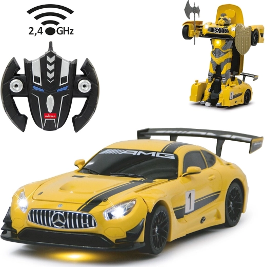 Jamara Mercedes-Benz AMG GT3 transformerende RC-auto/robot 1:14 geel 2,4 GHz