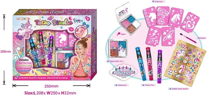 Tattoostudio met eenhoorndecoraties – creatieve set voor kinderen