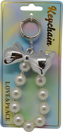 Sleutelhanger met parels en strik