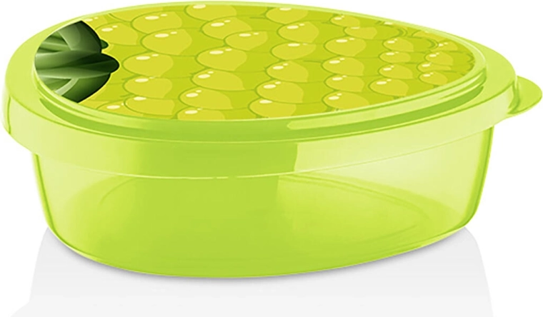 Broodtrommel 19,5 × 16 × 6 cm met druivenmotief – groene kunststof