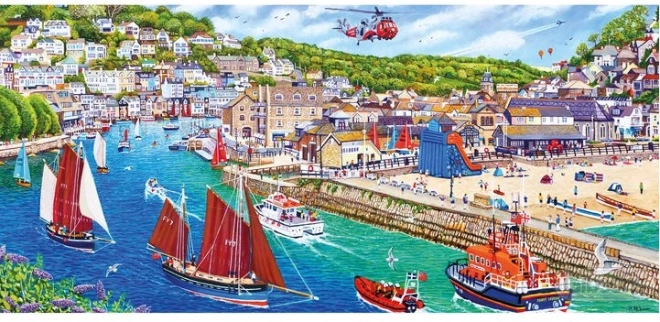 panoramische puzzel Looe Harbour van Gibsons, 636 stukjes