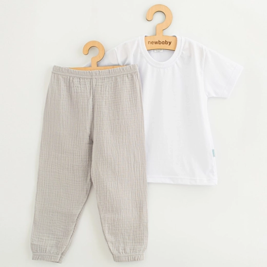 Kinderkatoenen set T‑shirt en mousseline broek New Baby Kindergarten lichtgrijs 104 (3–4 jaar)