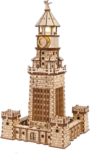 Ugears 3D houten mechanische puzzel Alexandrijnse vuurtoren met LED-verlichting