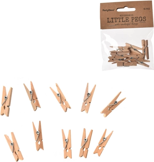 Mini houten knijpers bruin 3,5 cm (10 stuks)