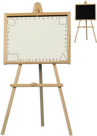 Houten kinderbord op standaard 2-in-1 voor krijt en stiften, magnetisch
