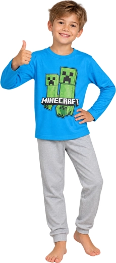 Kinderpyjama Minecraft blauw-grijs