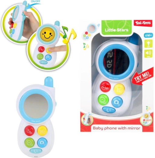 Kinder mobiele telefoon met spiegeltje met licht en geluiden