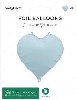 Folieballon hart mistblauw 45 cm