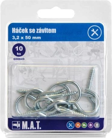Haak met schroefdraad 50 × 3,2 mm, verzinkt (10 stuks)