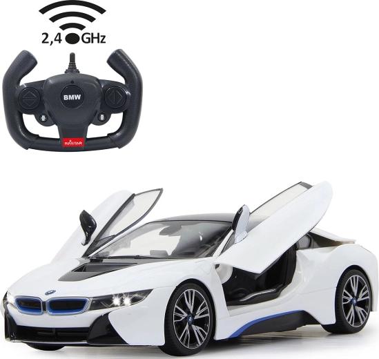 Jamara BMW i8 op afstand bestuurbare auto 1:14 wit 2,4 GHz met opengaande deuren