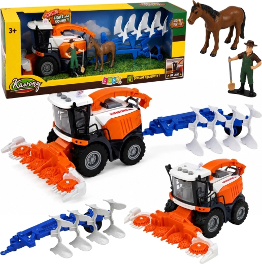 Kindermaaidorser met maaibord en ploeg – boer en paard, licht en geluid (4 delen)
