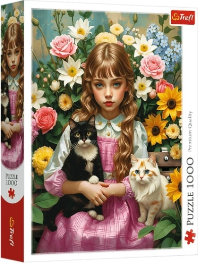 Trefl-puzzel Meisje met katten 1000 stukjes