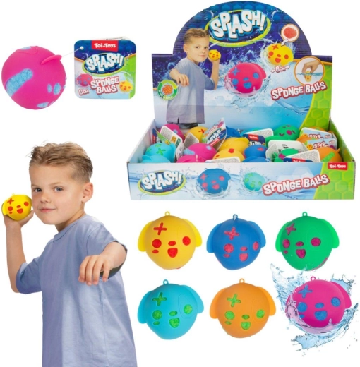 Zachte waterbal van spons 6 cm – mix van kleuren