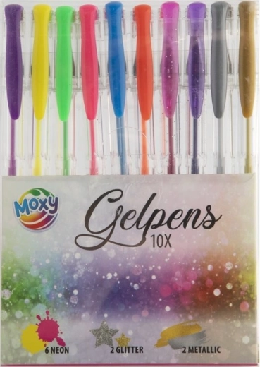 Moxy set van 10 gelpennen – metallic, pastel en neon