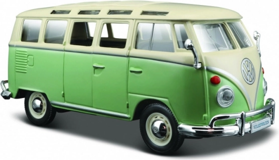 Metalen model Volkswagen Van Samba beige‑groen 1:24