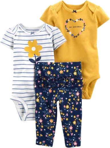 Carter's 3-delige babyset – 2× rompertje met korte mouwen en lange broek Multiflora, meisje, maat 56 (NB)