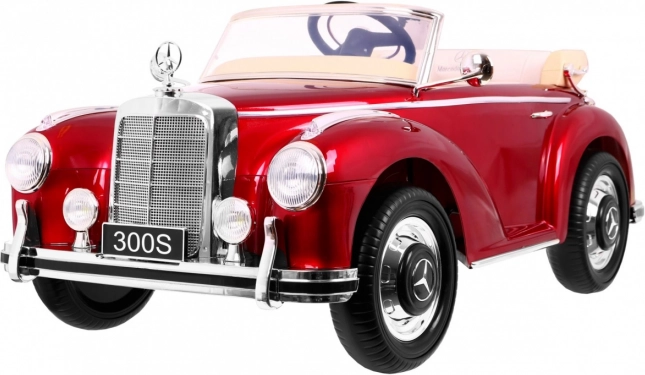 kinder elektrische auto mercedes-benz 300s retro gelakt rood met afstandsbediening, eva wielen en mp3