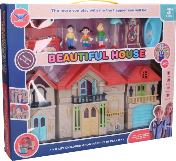 Poppenhuis met effecten 40 cm set