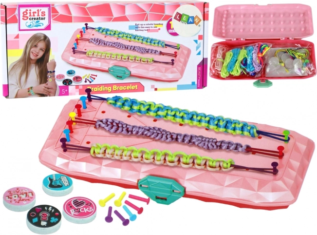 Set voor het maken van armbanden in een roze etui