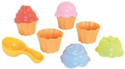 Adriatic zandvormpjes cupcakejes – set van 4 stuks met deksels en schepje