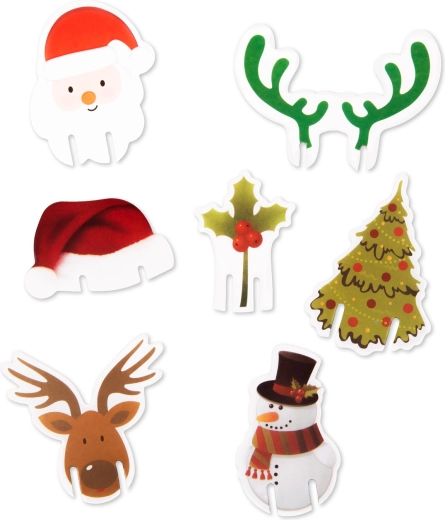 Kerstdecoratie voor glazen, 8 soorten, 16 stuks