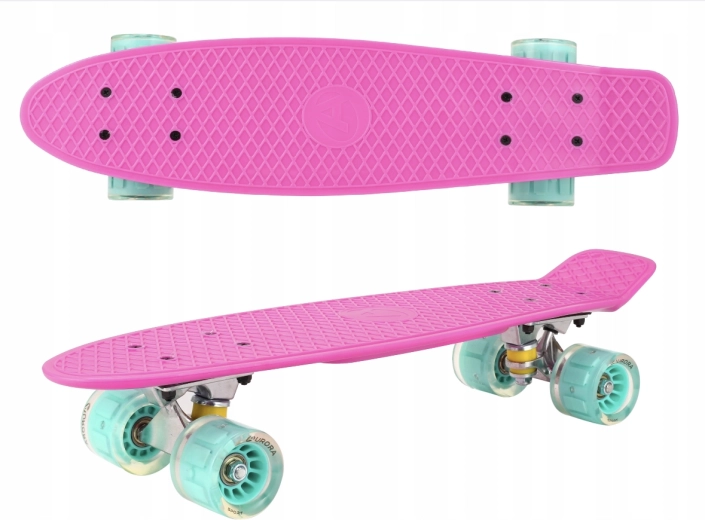 Plastic penny board met lichtgevende wielen Pink Mint