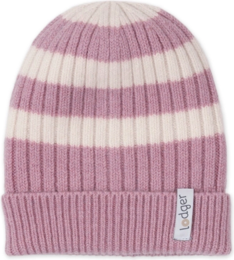 Lodger merino muts Stripe mauve 0–3 maanden