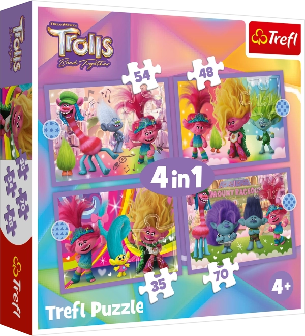 Trefl puzzel Trolls 3: Kleurrijk avontuur 4-in-1 (35, 48, 54, 70 stukjes)