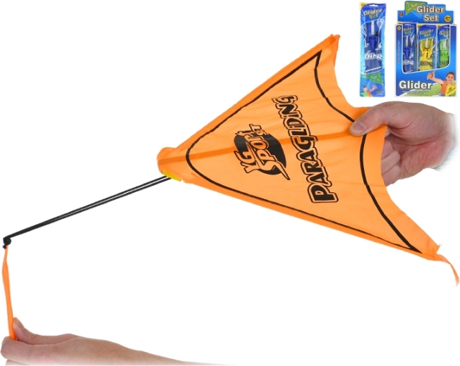 Uitvouwbaar stoffen deltavliegtuig met parachutist 43 cm