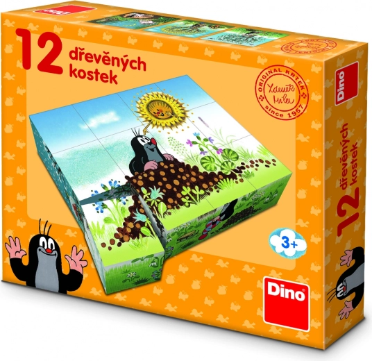 Dino Houten Blokken Kleine Mol - De Jaren van de Mol, 12 stuks