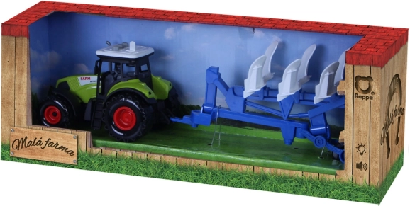 Kunststof tractor met licht en geluid met ploegaanhanger