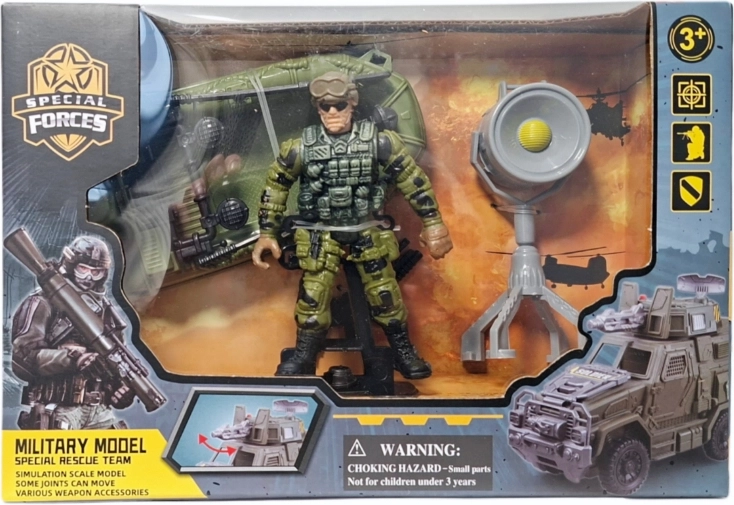Militaire set met soldatenfiguur, voertuig en accessoires