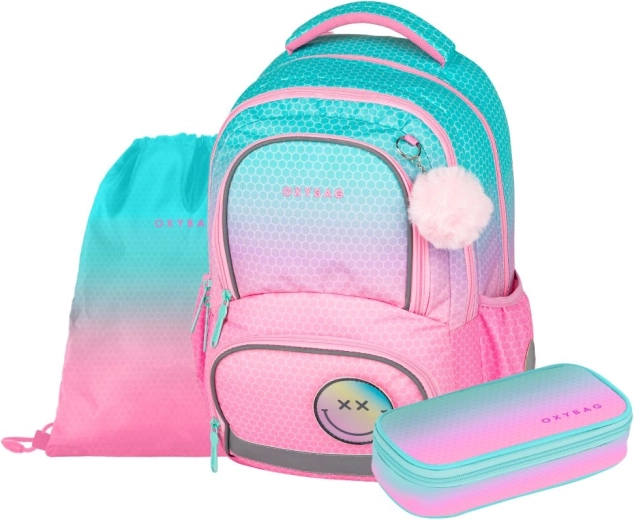 Schoolset OXYBAG OXY NEXT Ombre Pink – rugzak, etui en gymzak