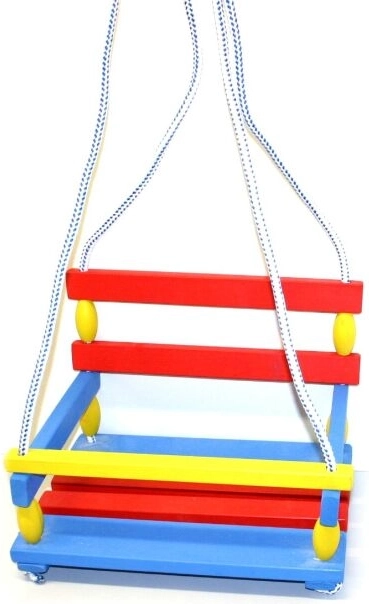Houten gekleurde schommel met veiligheidsbeugel