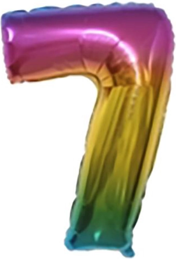 Folieballon cijfer 7 regenboog 30 cm TORO