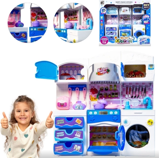 Keukenmeubel voor poppen – blauw - 1 stuk