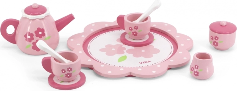 Kinderthee- en koffieset Viga op dienblad