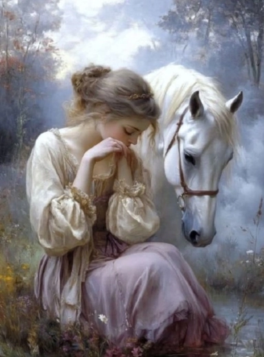 Schilderen op nummer – meisje met paard 40 × 50 cm