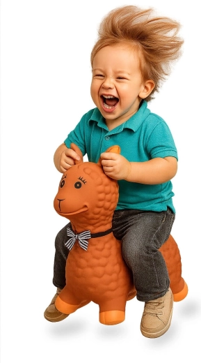 HoppyDoo springdier lama bruin met pompje