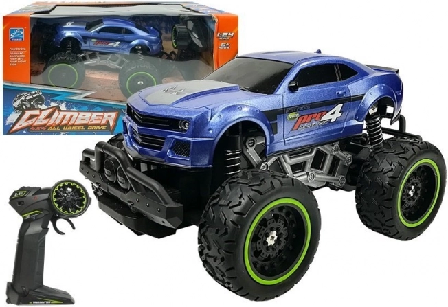 RC terreinwagen met hoge wielen 1:24 – Blauw