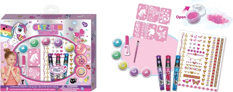 Grote set tijdelijke lichaamstattoos Gliz Fun